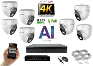 MS 4K IP 7 kamerový set se switchem 8 Mpix WDome (6376K7B)