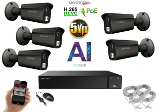 Monitorrs Security AI IP 5 kamerový set 5 Mpix GTube (6373K5)