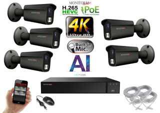 Monitorrs Security 4K IP 5 kamerový set 8 Mpix GTube (6379K5)