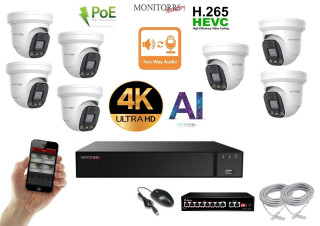 MS AI Aktiv IP 7 kamerový set se switchem 8 Mpix WDome (6077K7B)