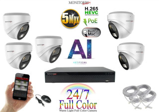 Monitorrs Security Full Color AI IP 5 kamerový set WDome (6022K5)