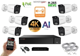MS AI Aktiv IP 6 kamerový set se switchem 8 Mpix WTube (6078K6B)