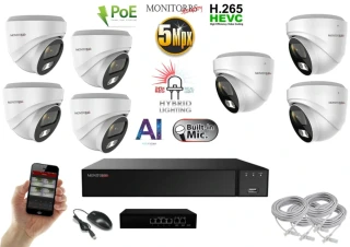 MS AI Hybrid light IP 7 kamerový set se switchem 5 Mpix WDome (6141K7B)