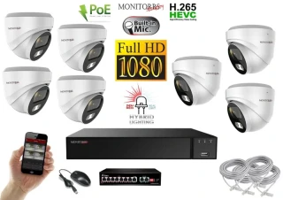 MS Hybrid Light IP 7 kamerový set se switchem 2 Mpix WDome (6211K7B)