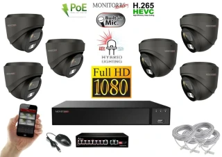 MS Hybrid Light IP 6 kamerový set se switchem 2 Mpix GDome (6212K6B)