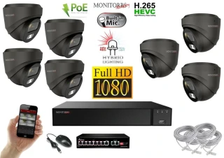 MS Hybrid Light IP 7 kamerový set se switchem 2 Mpix GDome (6212K7B)