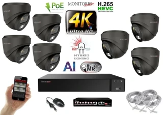 MS AI Hybrid Light IP 7 kamerový set se switchem 8 Mpix GDome (6482K7B)